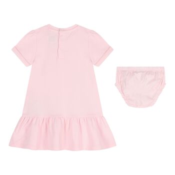 Baby Girls Pink Teddy Bear Dress Set