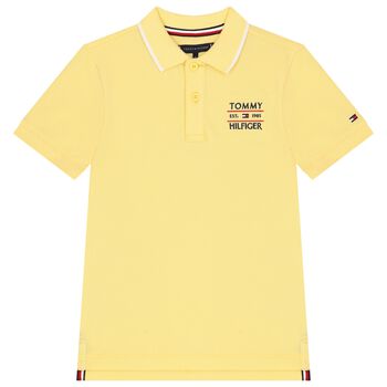 Boys Yellow Logo Embroidery Polo Shirt