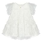 Baby Girls White Ruffled Tulle Dress, 1, hi-res