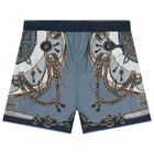 Boys Blue Logo Swim Shorts , 1, hi-res
