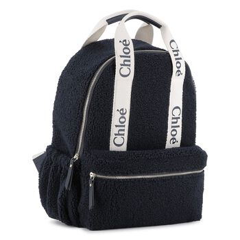 Girls Navy Blue Sherpa Fleece Backpack