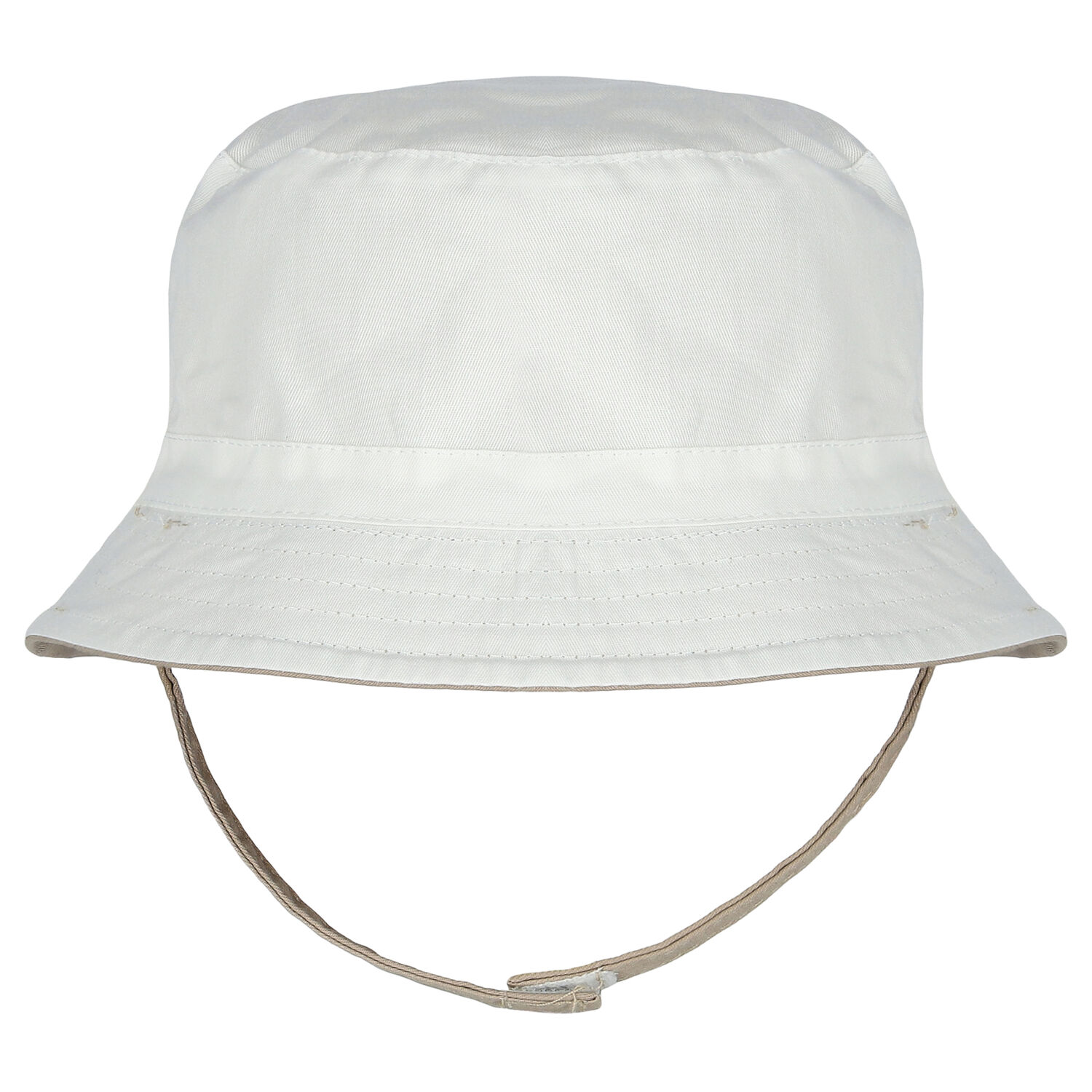 Baby Boys White & Beige Reversible Hat, 1, hi-res image number null