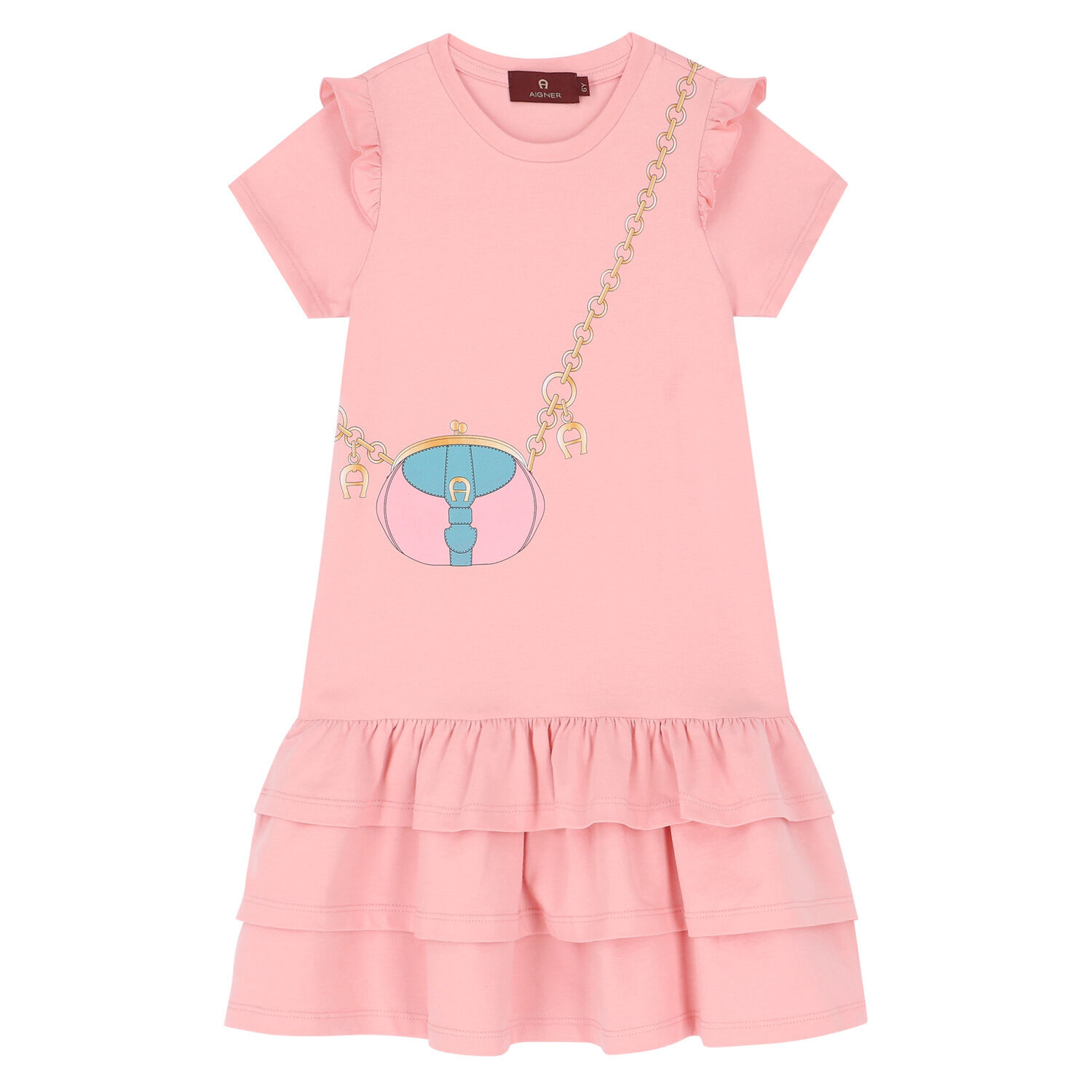Girls Pink Logo Dress, 2, hi-res