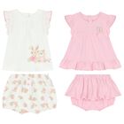 Baby Girls Pink & Ivory Short Set (4 Piece), 1, hi-res