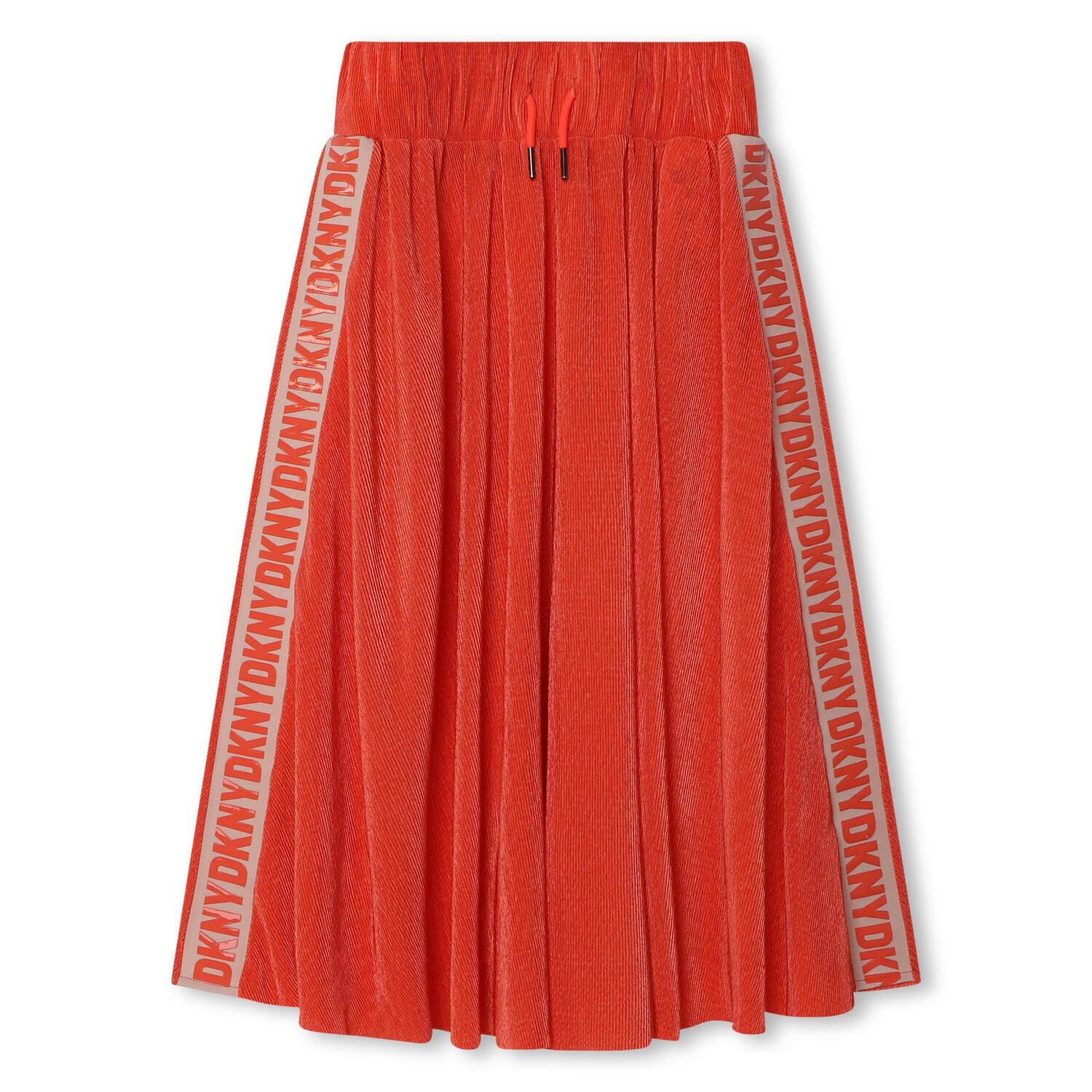 Girls Orange Plissé Logo Skirt, 1, hi-res image number null