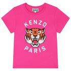 Girls Pink Tiger Logo T-Shirt, 2, hi-res