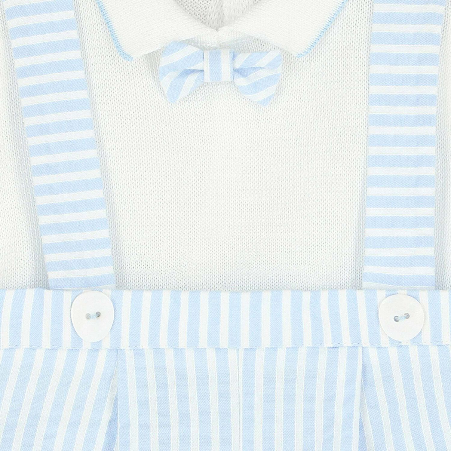 Baby Boys White & Blue Romper, 1, hi-res