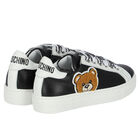 Black Logo Leather Trainers, 1, hi-res