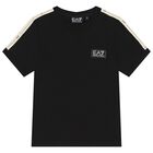 Boys Black Logo T-Shirt, 4, hi-res