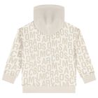 Boys White & Beige Logo Hooded Zip Up Top, 1, hi-res