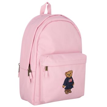 Girls Pink Canvas Polo Bear Backpack ( 44cm )