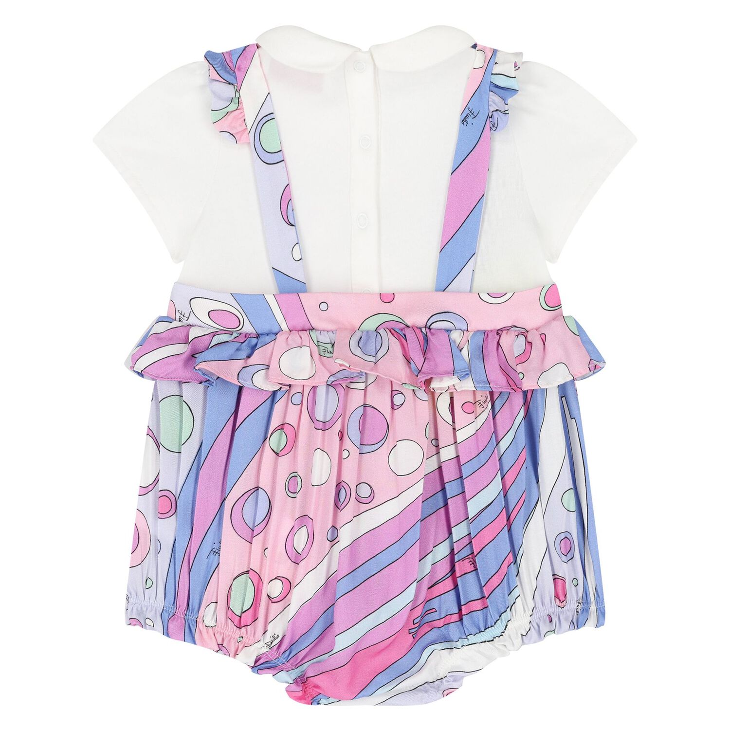 Baby Girls White & Pink Fontane Romper, 1, hi-res