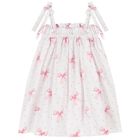 Girls White & Pink Bow Beach Dress, 1, hi-res