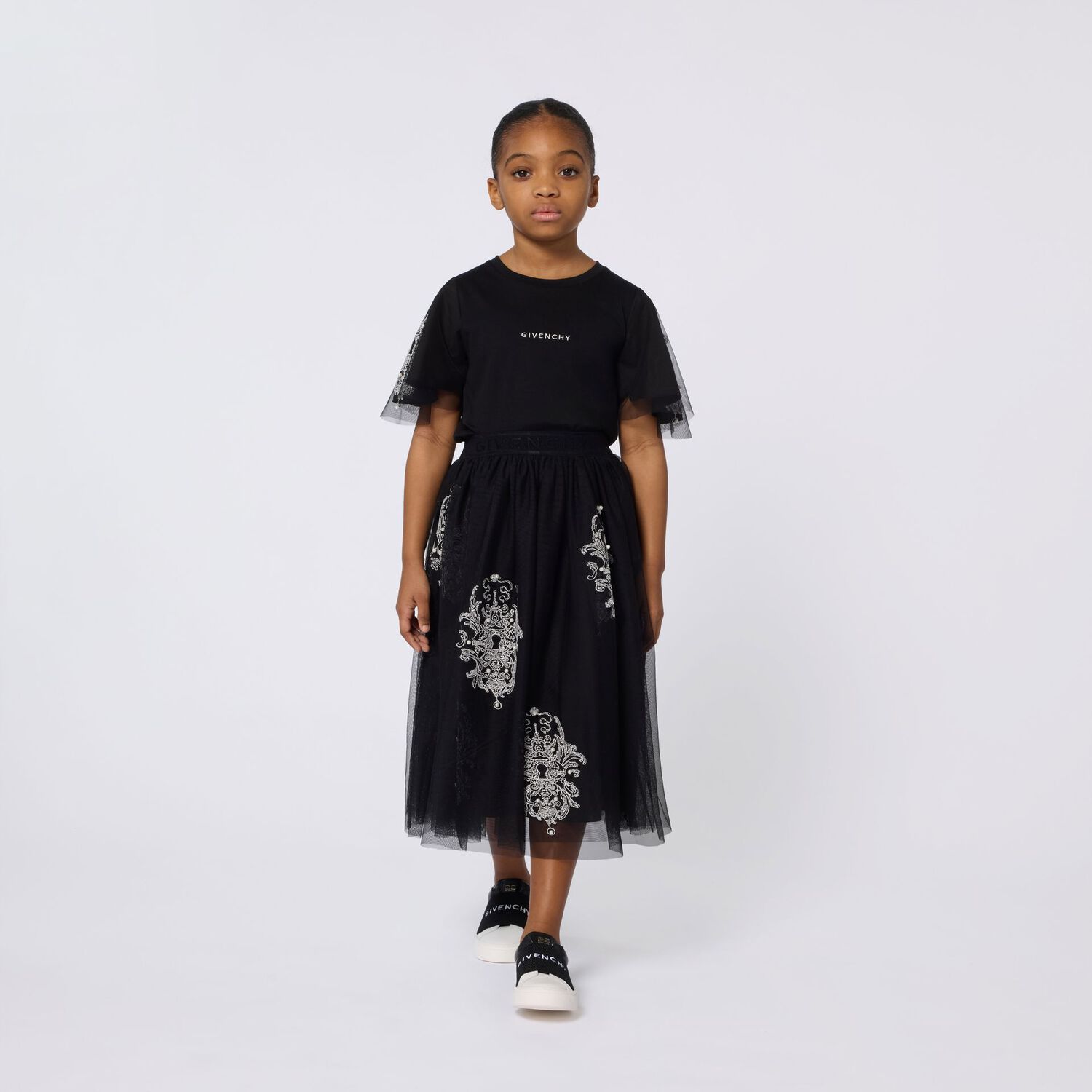 Girls Black Logo T-Shirt, 1, hi-res image number null