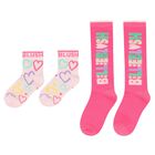 Girls Pink Logo Socks ( 2-Pack ), 1, hi-res