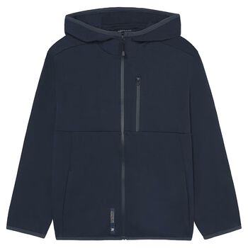 Boys Navy Blue Hooded Zip Up Top