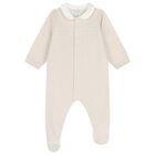 Beige Embroidered Teddy Bear Babygrow, 1, hi-res