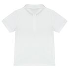 Younger Boys White & Gold Logo Polo Shirt, 1, hi-res