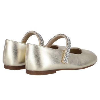 Girls Gold Swarovski Embellished Shoes