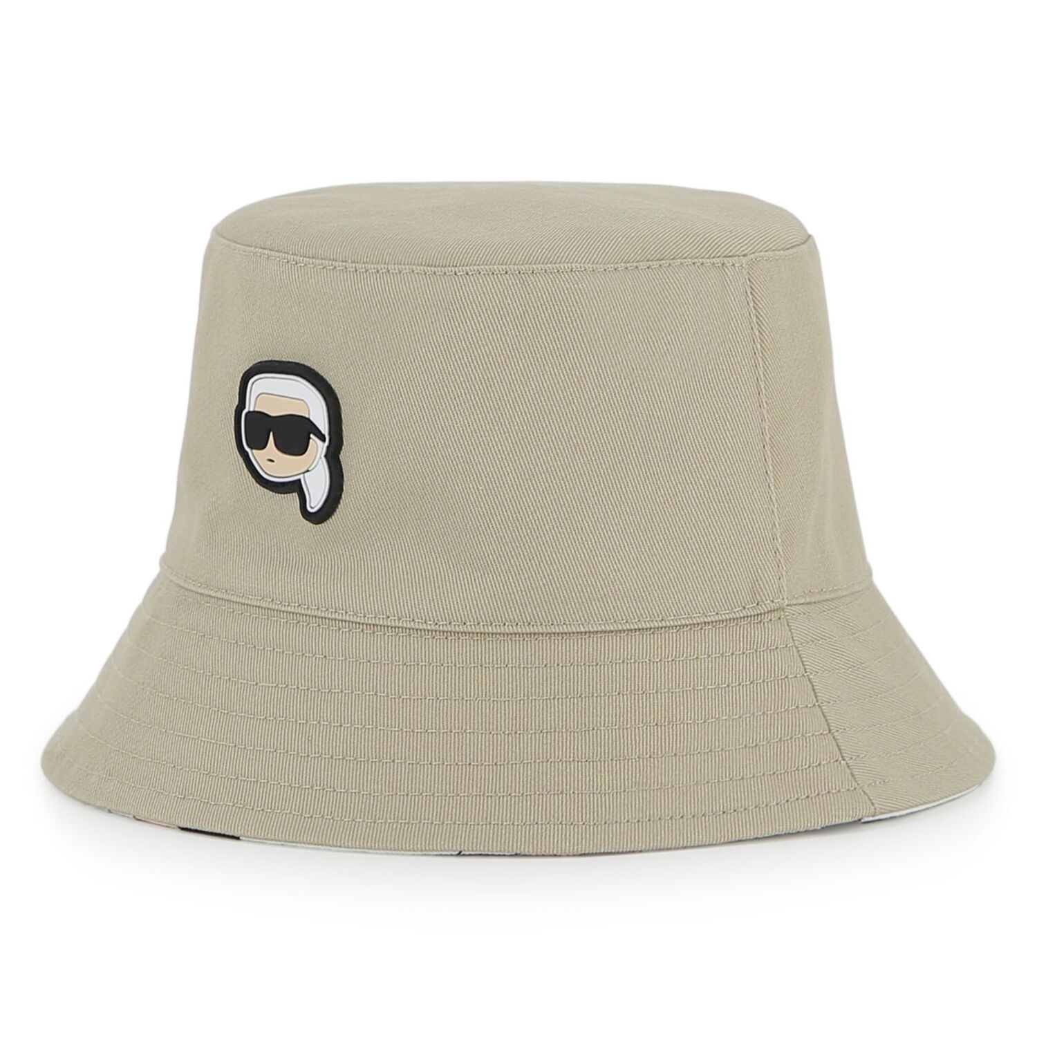 Baby Boys Beige & White Ikonik Karl Reversible Bucket Hat, 1, hi-res