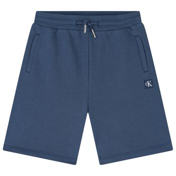 Boys Blue Cotton Logo Shorts