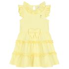 Girls Yellow Tiered Frill Dress, 2, hi-res