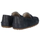 Boys Navy Blue Moccasins, 1, hi-res