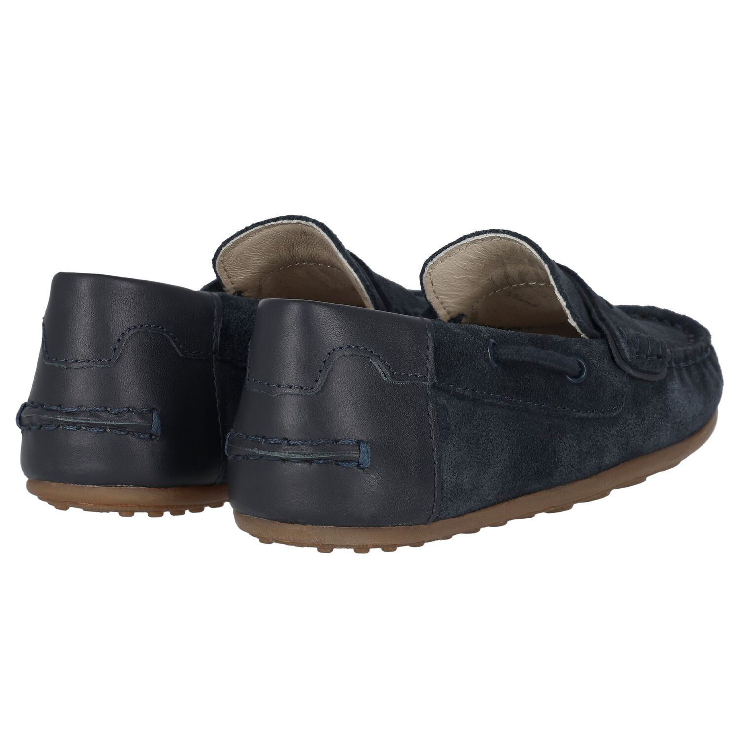 Boys Navy Blue Moccasins, 1, hi-res