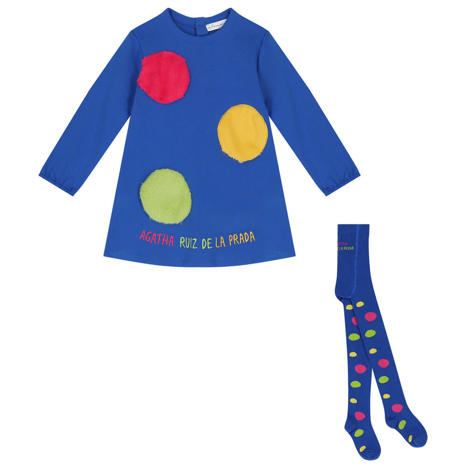 Girls Blue Logo Dress Set, 1, hi-res