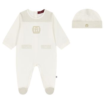 Ivory & Gold Logo Babygrow Gift Set