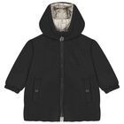Younger Boys Beige & Black Reversible Puffer Jacket, 1, hi-res