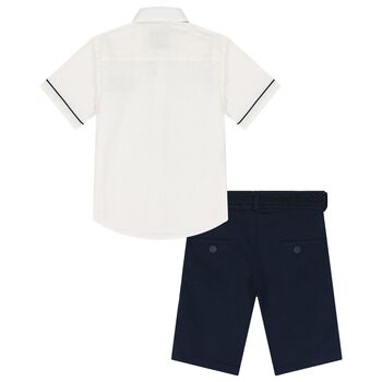 Boys Ivory & Navy Blue Short Set