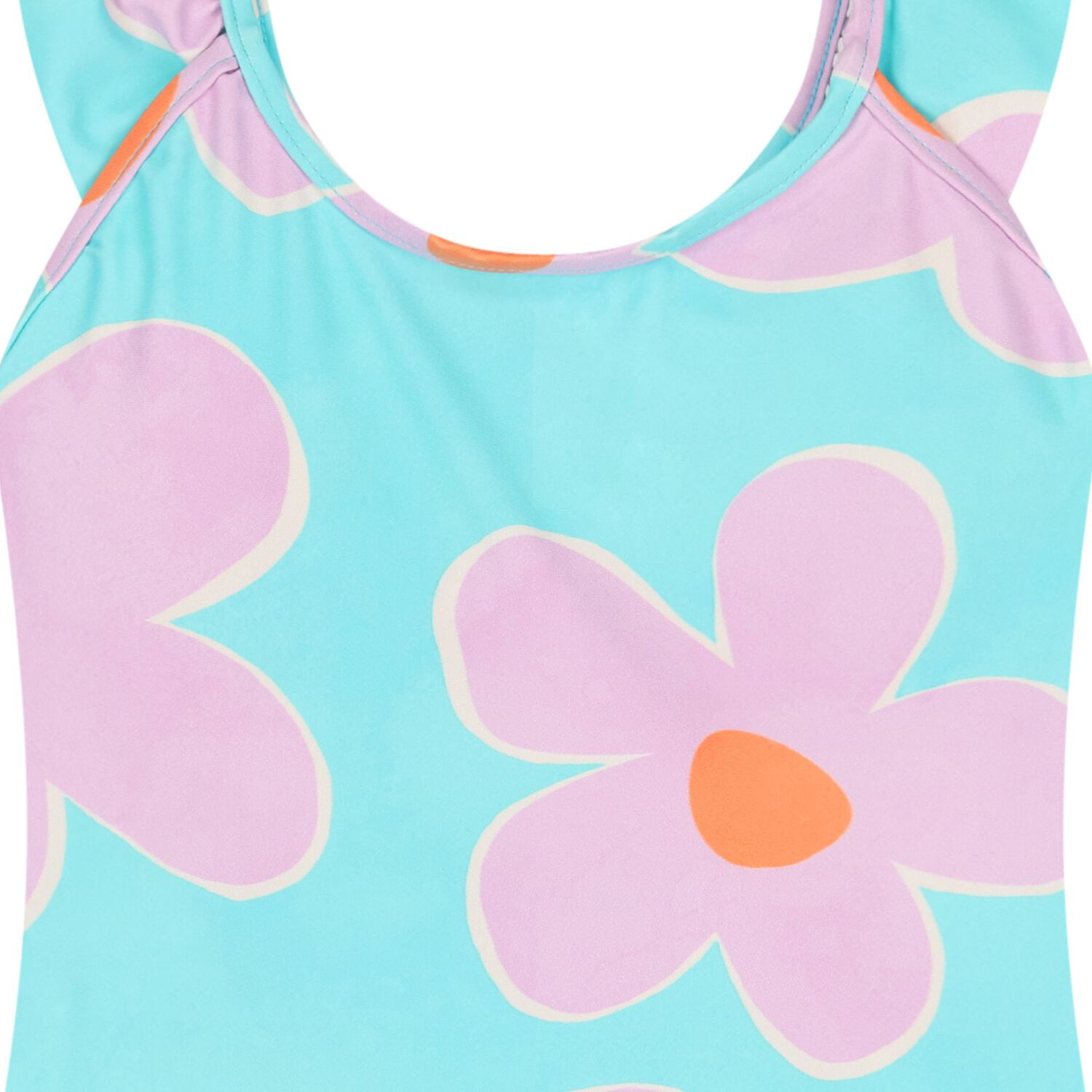Girls Blue & Purple Floral Swimsuit, 1, hi-res