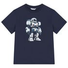 Boys Navy Blue Robot T-Shirt, 2, hi-res