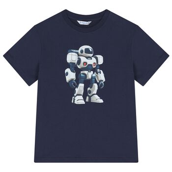 Boys Navy Blue Robot T-Shirt
