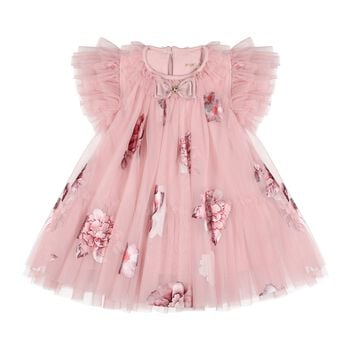 Baby Girls Pink Tulle Floral Dottie Dress