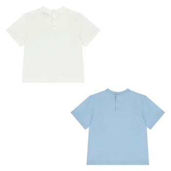 Younger Boys White & Blue T-Shirts ( 2 Pack )