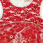 Girls Red Embellished Dress, 1, hi-res