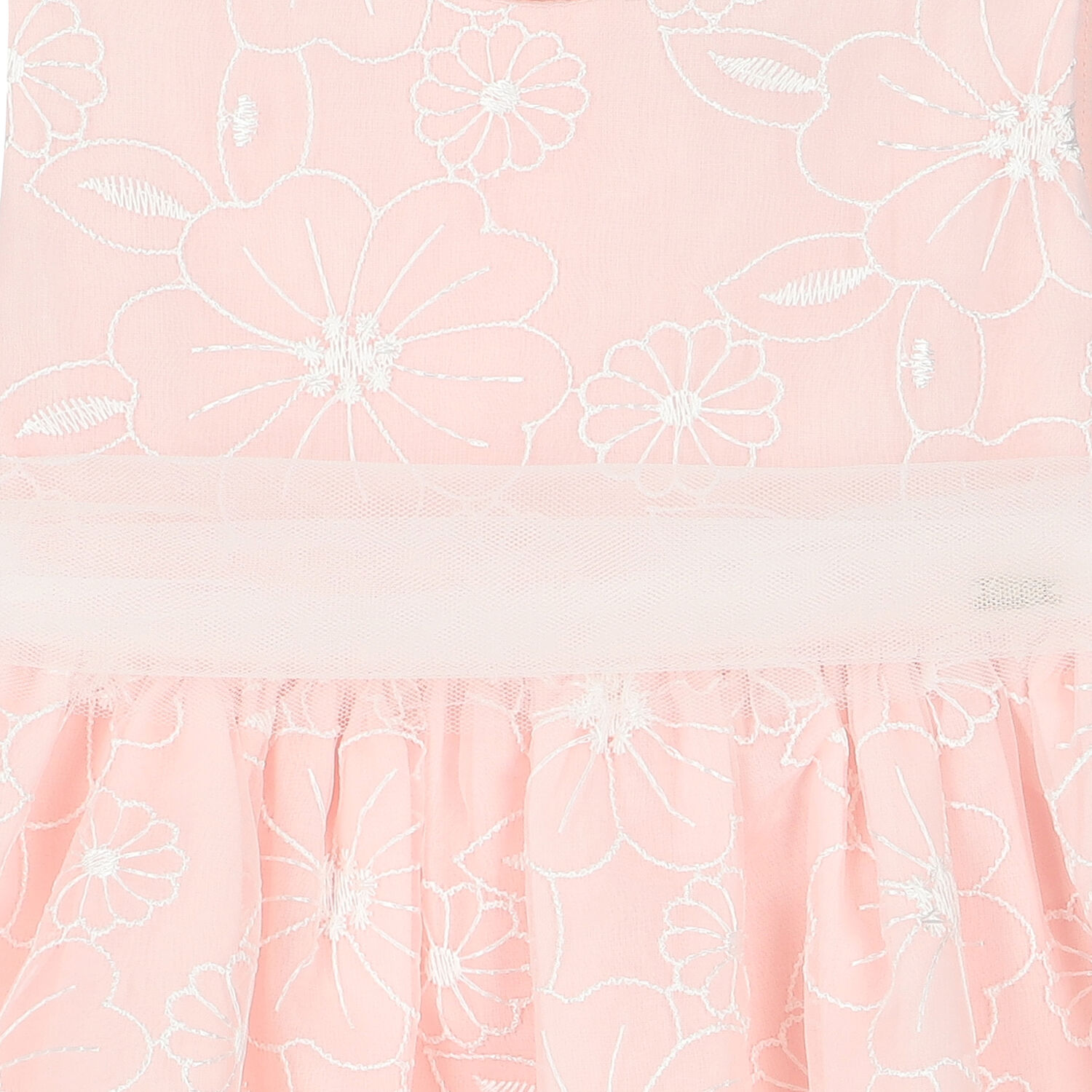 Younger Girls Pink Floral Organza Dress, 1, hi-res