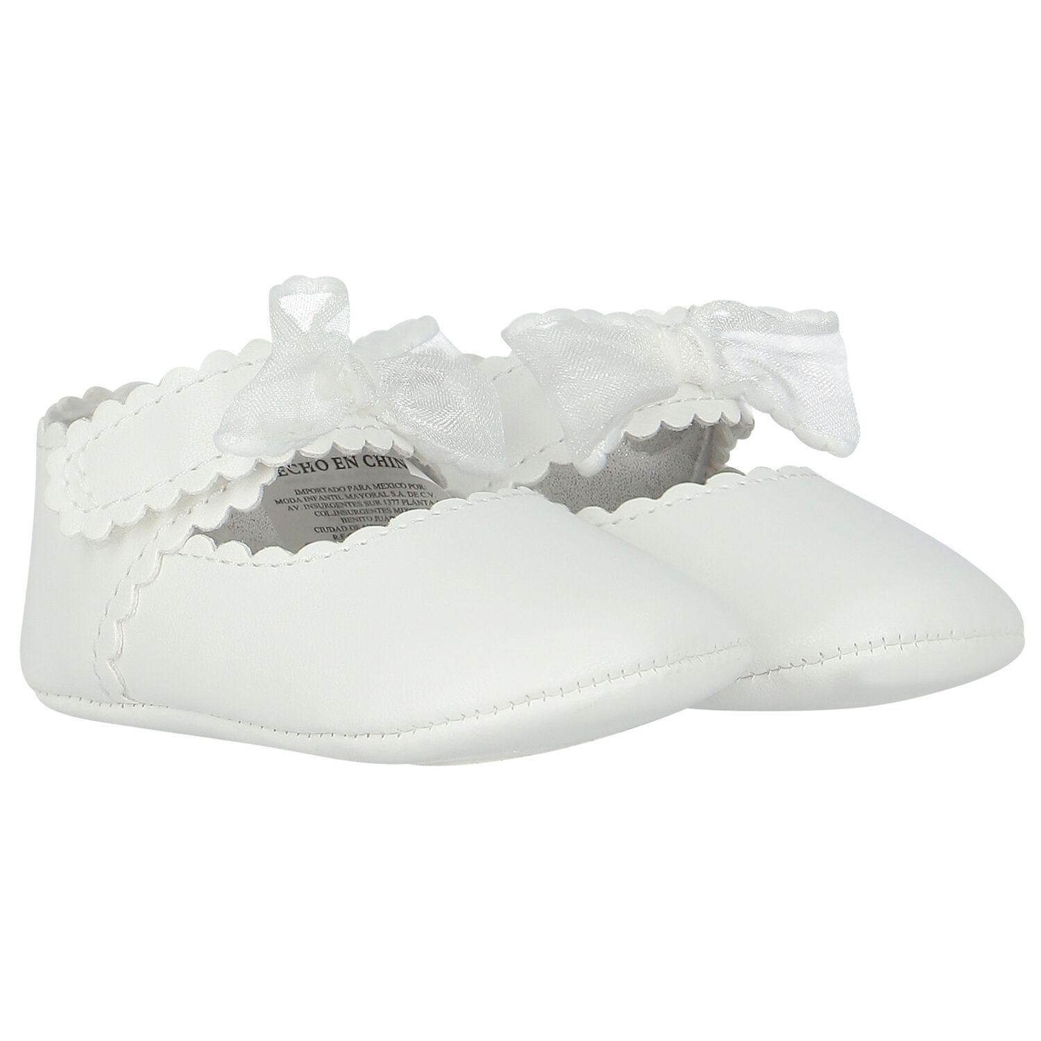 Baby Girls White Bow Pre Walker Shoes, 2, hi-res image number null