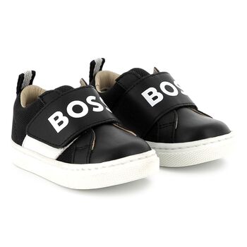 Boys Black Logo Trainers