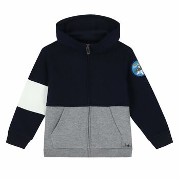 Boys Navy & Grey Zip Up Top