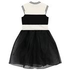 Girls Ivory & Black Logo Dress, 1, hi-res