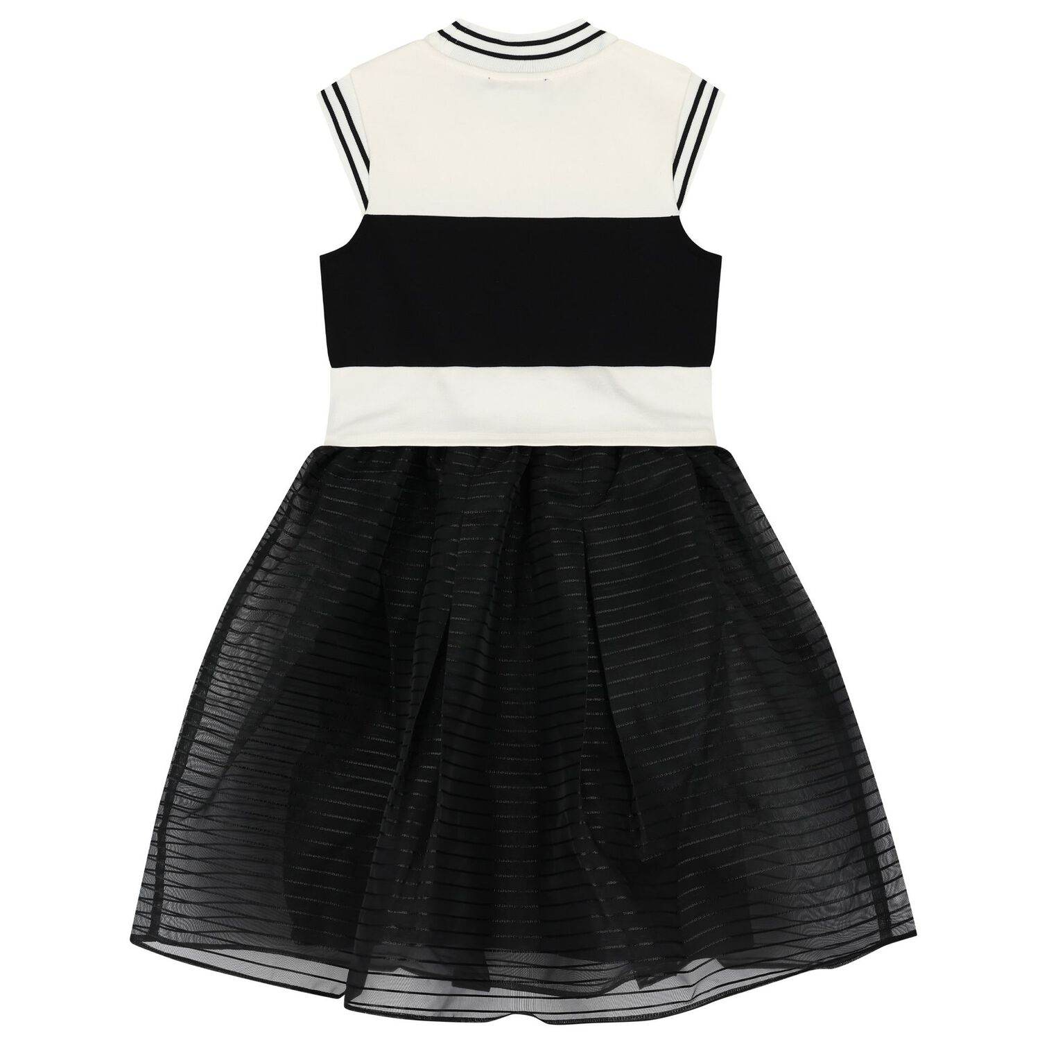 Girls Ivory & Black Logo Dress, 1, hi-res image number null