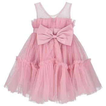 Girls Pink Bow Tulle Dress