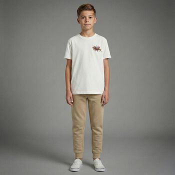 Boys Beige Logo Joggers