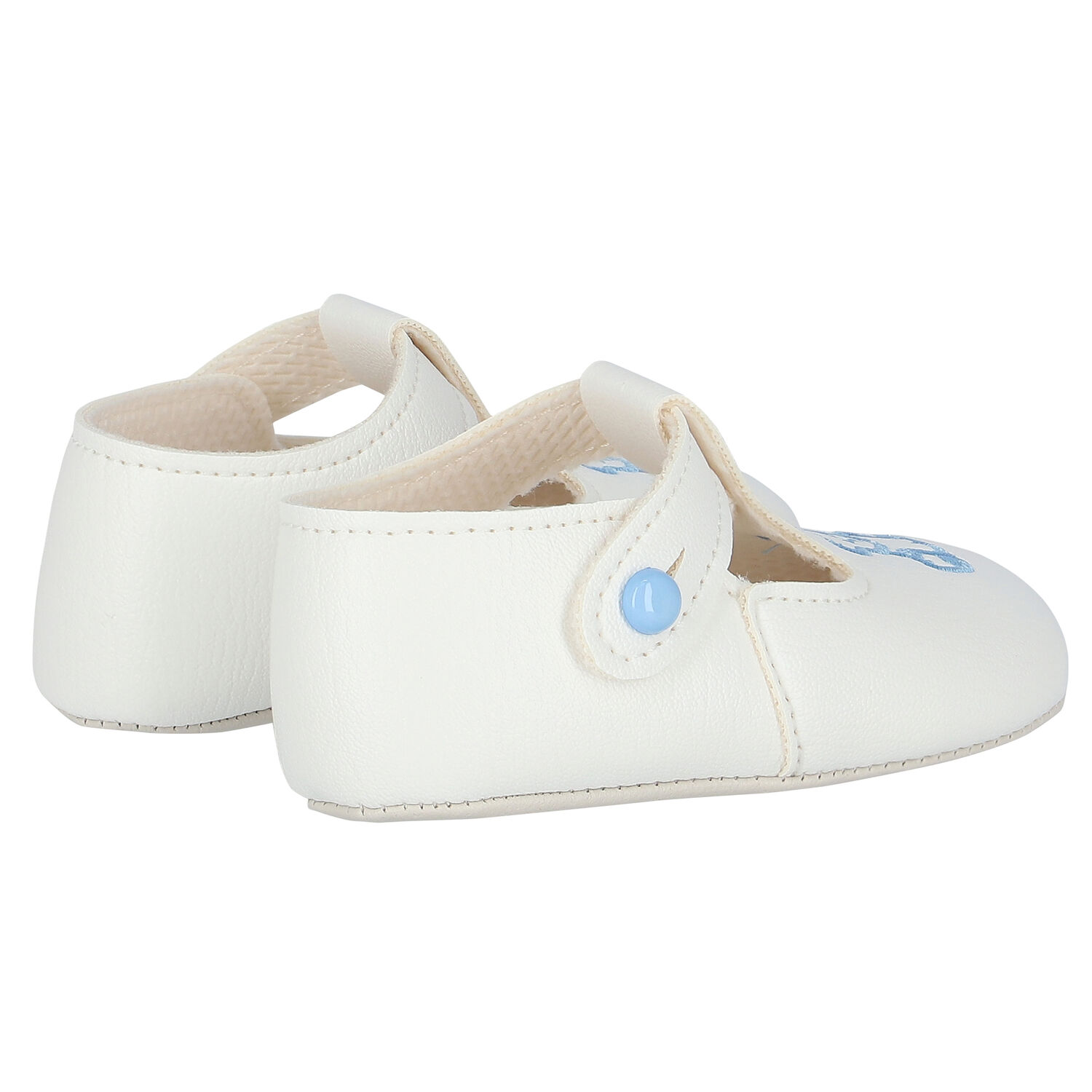 Baby Boys White & Blue Pre Walker Shoes, 1, hi-res image number null