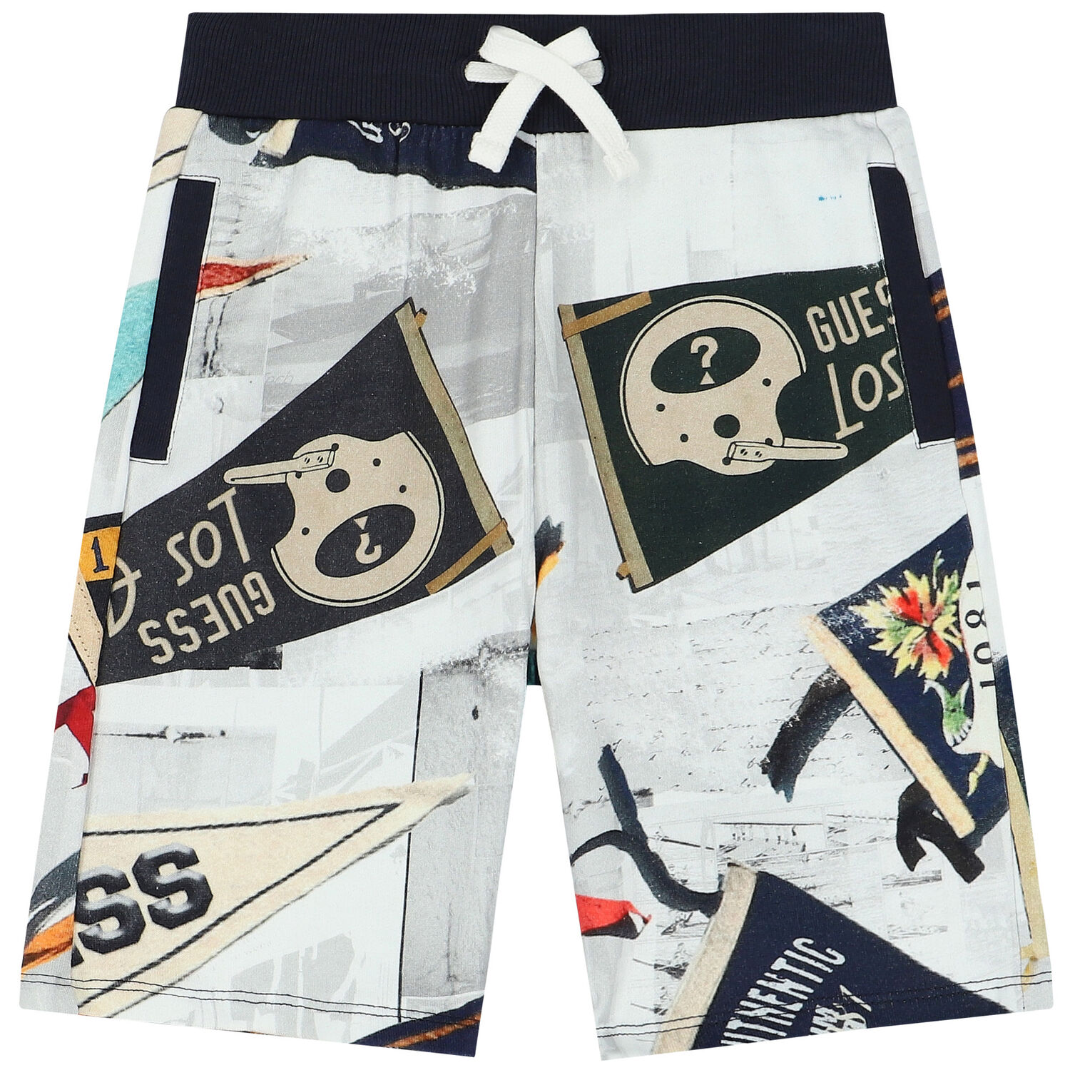 Boys White Logo Shorts, 2, hi-res
