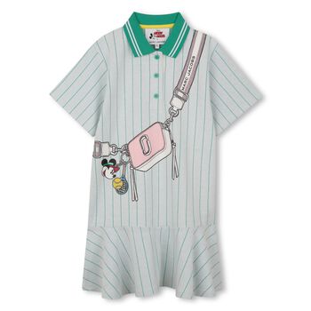 Girls Grey & Green Striped Disney Polo Dress