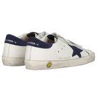 Ivory & Navy Blue Logo Trainers, 1, hi-res